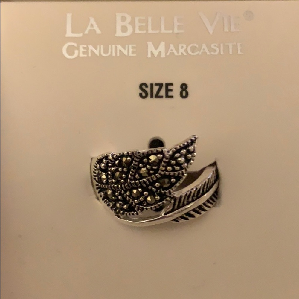 Marcasite Leaf Ring Size 8